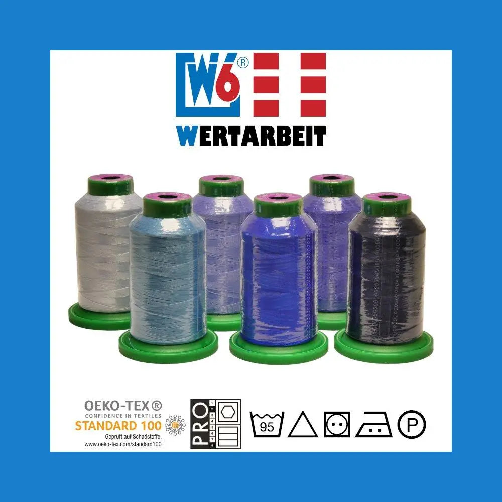 W6 Farbset Blau Näh- und Stickgarn (6 x 1.000 m)