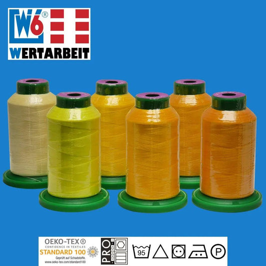 W6 Farbset Gelb Näh- und Stickgarn (6 x 1.000 m)