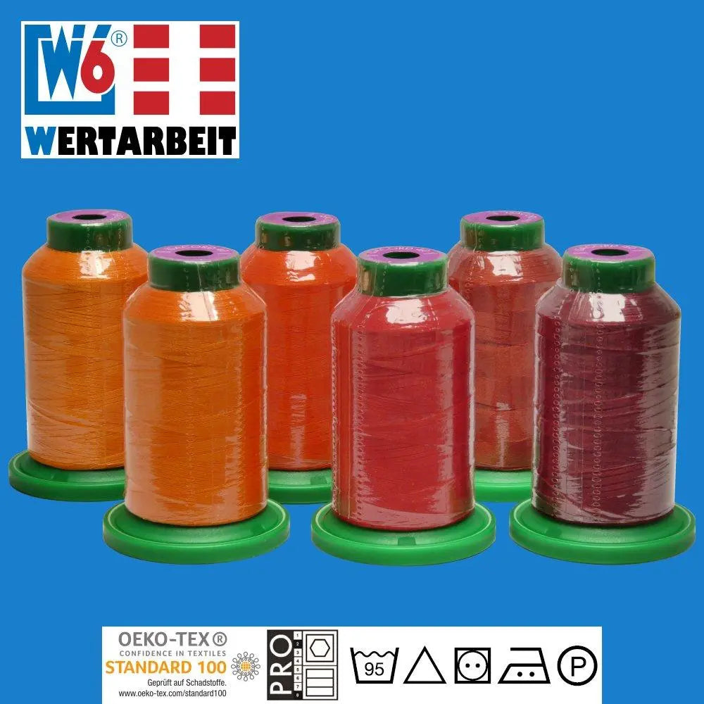 W6 Farbset Rot Näh- und Stickgarn (6 x 1.000 m)