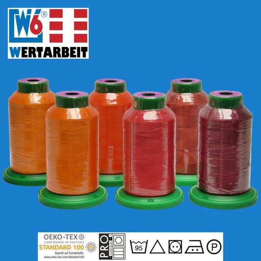 W6 Farbset Rot Näh- und Stickgarn (6 x 1.000 m)