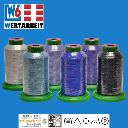W6 Farbset Blau Näh- und Stickgarn (6 x 1.000 m)
