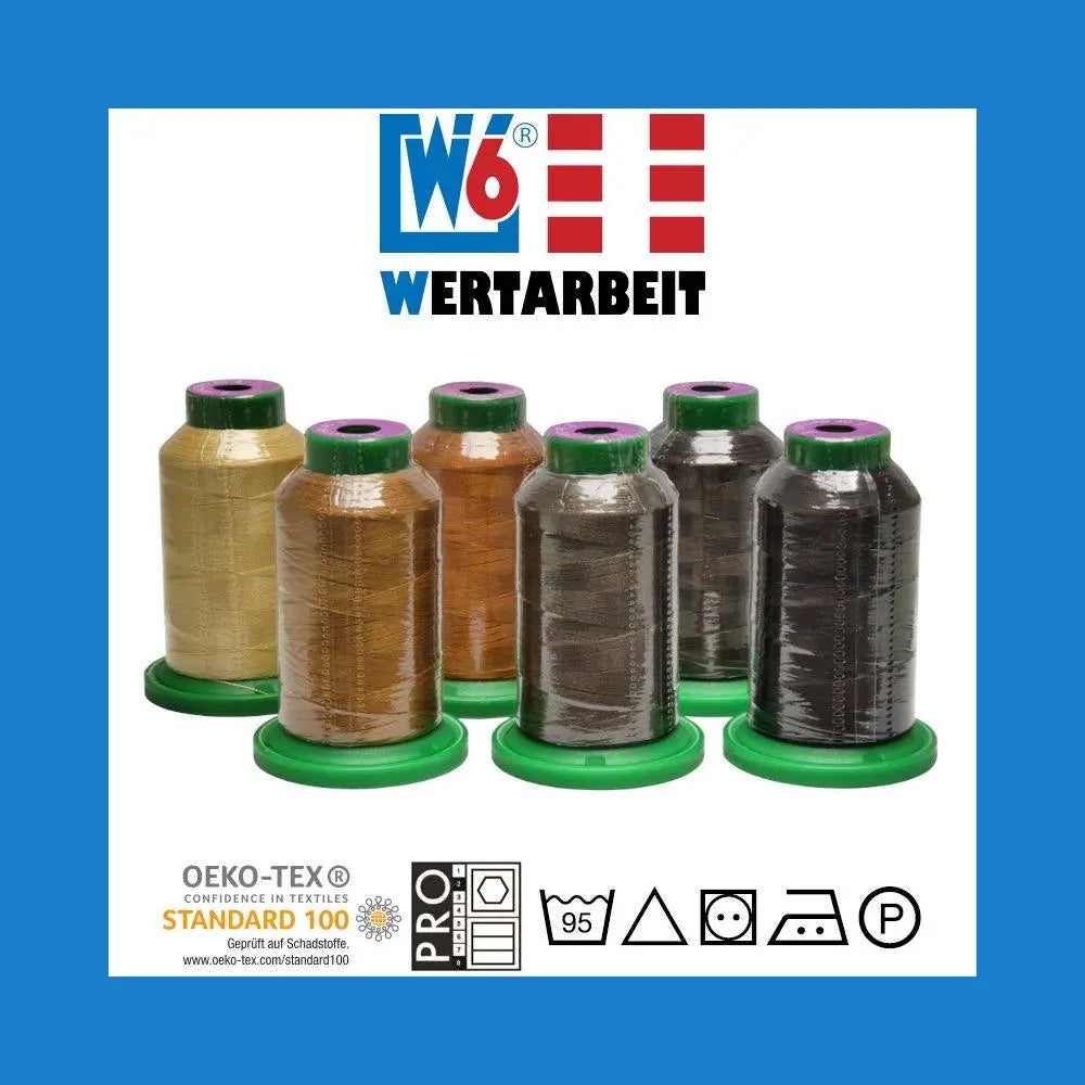 W6 Farbset Braun Näh- und Stickgarn (6 x 1.000 m)