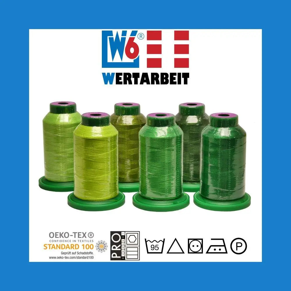 W6 Farbset Grün Näh- und Stickgarn (6 x 1.000 m)