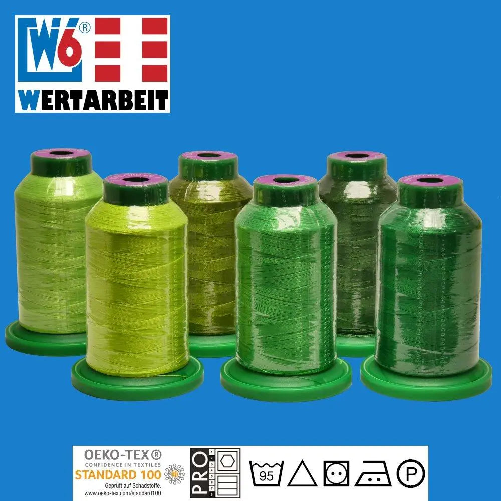 W6 Farbset Grün Näh- und Stickgarn (6 x 1.000 m)