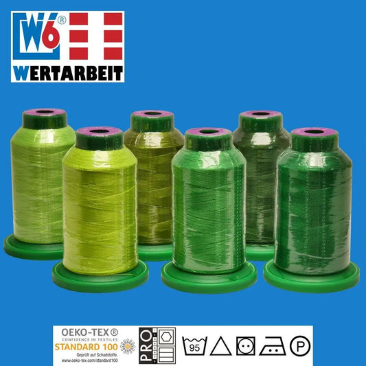 W6 Farbset Grün Näh- und Stickgarn (6 x 1.000 m)